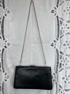 Giani Bernini Rectangular Black Leather Evening Bag